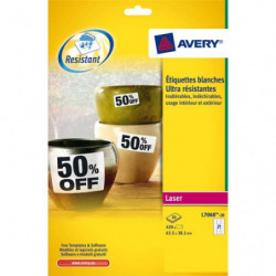 AVERY Boîte de 420 etiquettes Laser inalterables Blanches 63,5x38,1 L7060-20