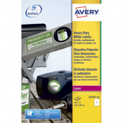 AVERY Boîte de 20 etiquettes Laser inalterables Blanches 210x297 L4775-20