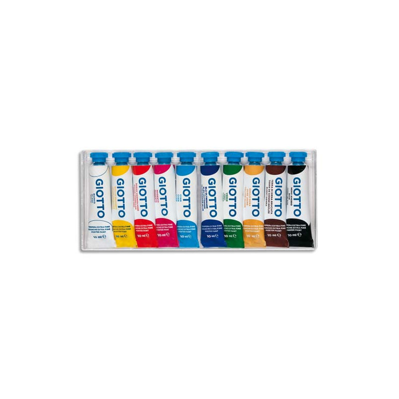 GIOTTO Boîte rigide packebordable de 10 tubes 10ml de gouache, coloris assortis