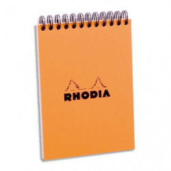 RHODIA Bloc de direction couverture reliure intégrale en-tête Orange 80 feuilles format A6 réglure 5x5