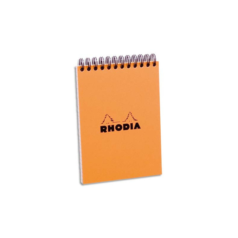 RHODIA Bloc de direction couverture reliure intégrale en-tête Orange 80 feuilles format A6 réglure 5x5