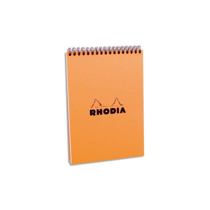 RHODIA Bloc de direction couverture reliure intégrale en-tête Orange 80 feuilles format A5 réglure 5x5
