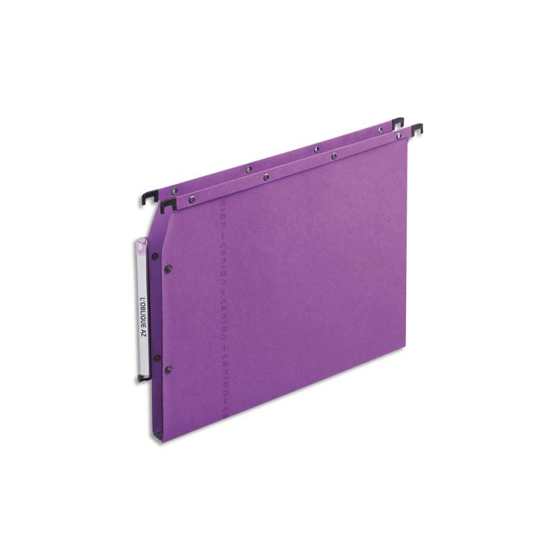 OBLIQUE AZ Boîte de 25 dossiers suspendus ARMOIRE en kraft 240g. Fond 15, bouton-pression. Lilas