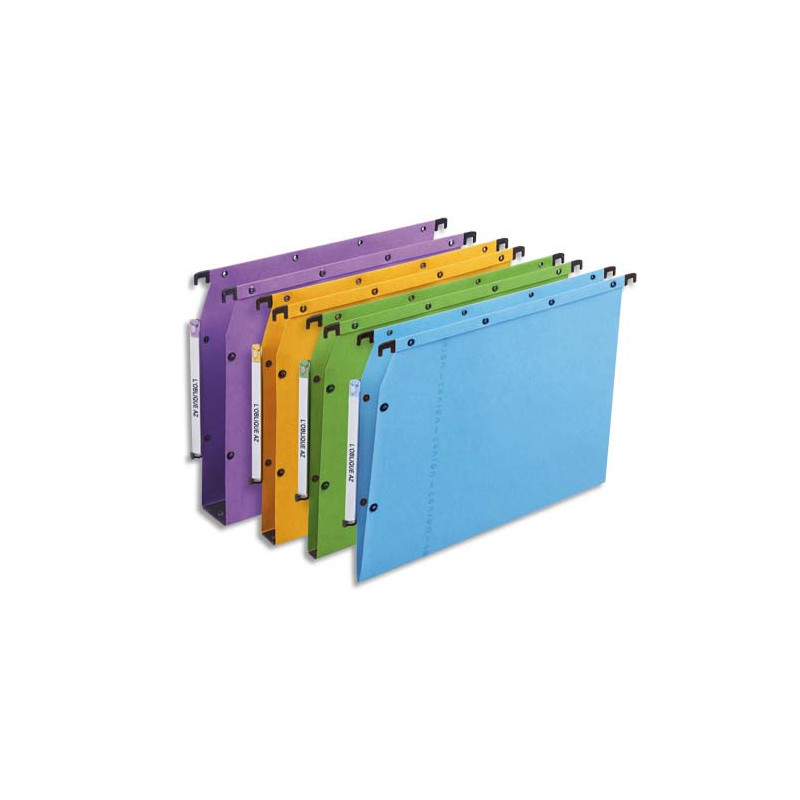 OBLIQUE AZ Boîte de 25 dossiers suspendus ARMOIRE en kraft 240g. Fond 15, bouton-pression. Assortis