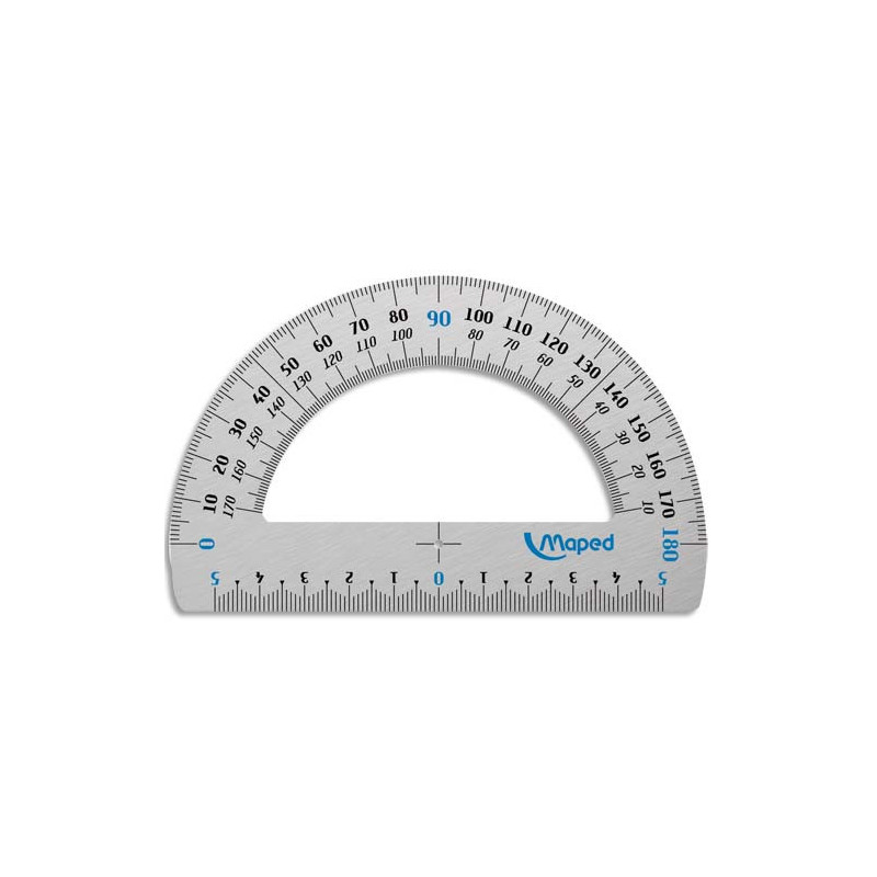 MAPED Rapporteur demi circulaire 180° aluminium 12 cm