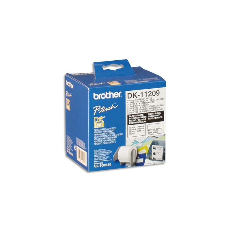 BROTHER Rouleau de 800 étiquettes prédécoupées d'adressage 29x62mm DK11209