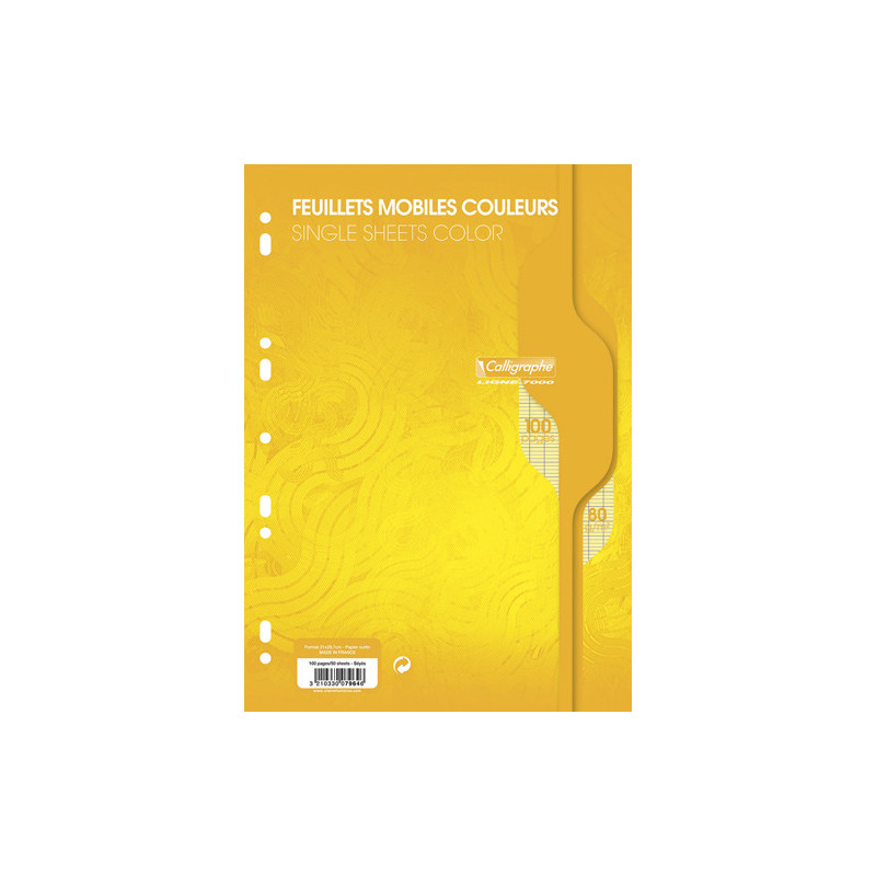 CALLIGRAPHE Copies simples Jaune perf 2 trous 80g 100pages grands carreaux Seyès format A4. Film-CAL 7000