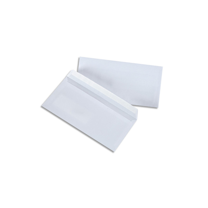 Boîte de 500 enveloppes Blanches 80g DL 110x220 mm auto-adhésives