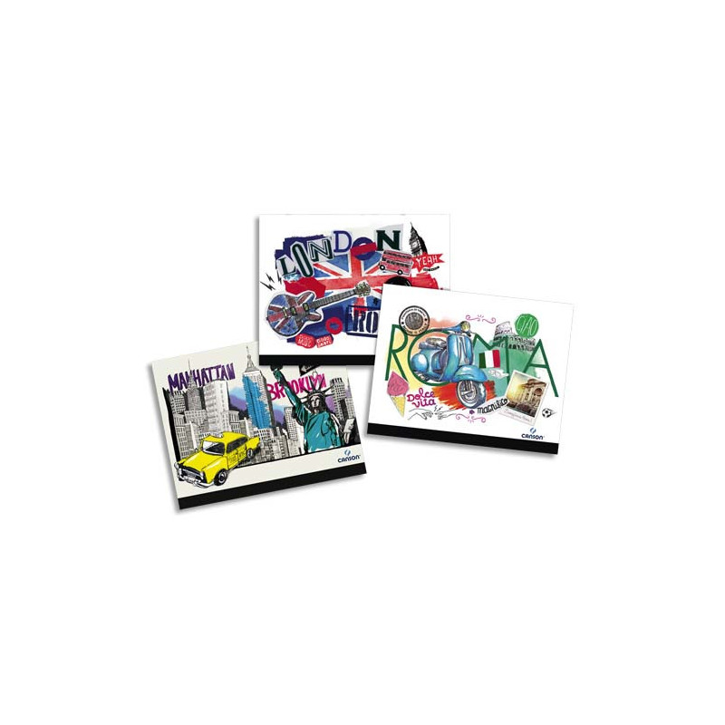 CANSON Carton à dessin 26x33cm à élastique. Assortiment Capitales d'urope