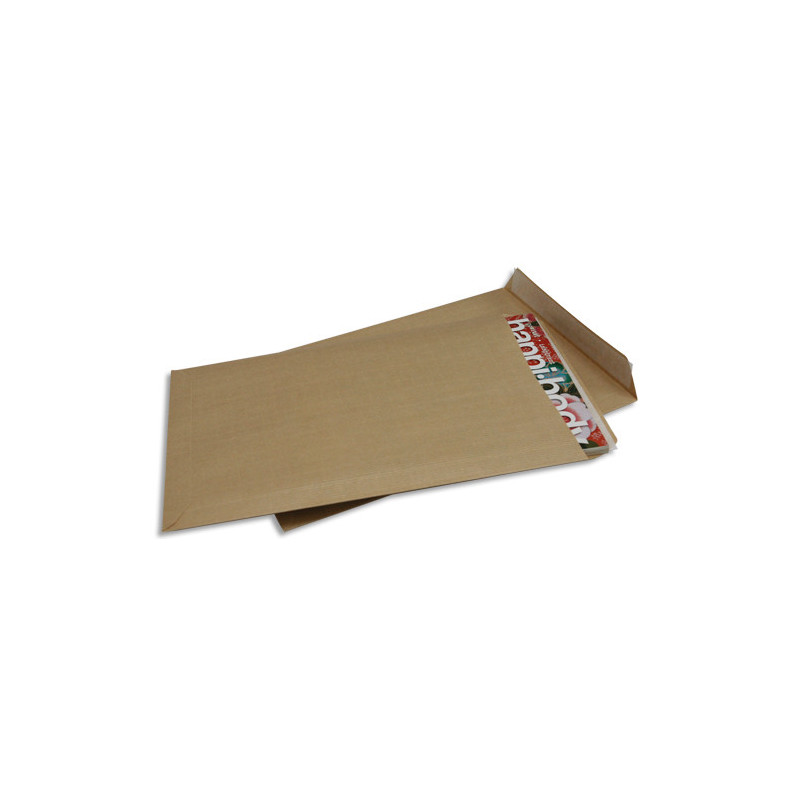 Boîte de 250 pochettes kraft brun auto-adhésives 90g format 229x324 mm C4