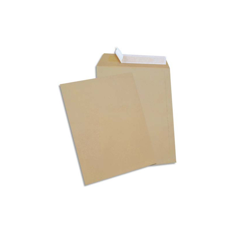 Boîte de 500 pochettes kraft brun 90g C5 162x229 mm auto-adhésives