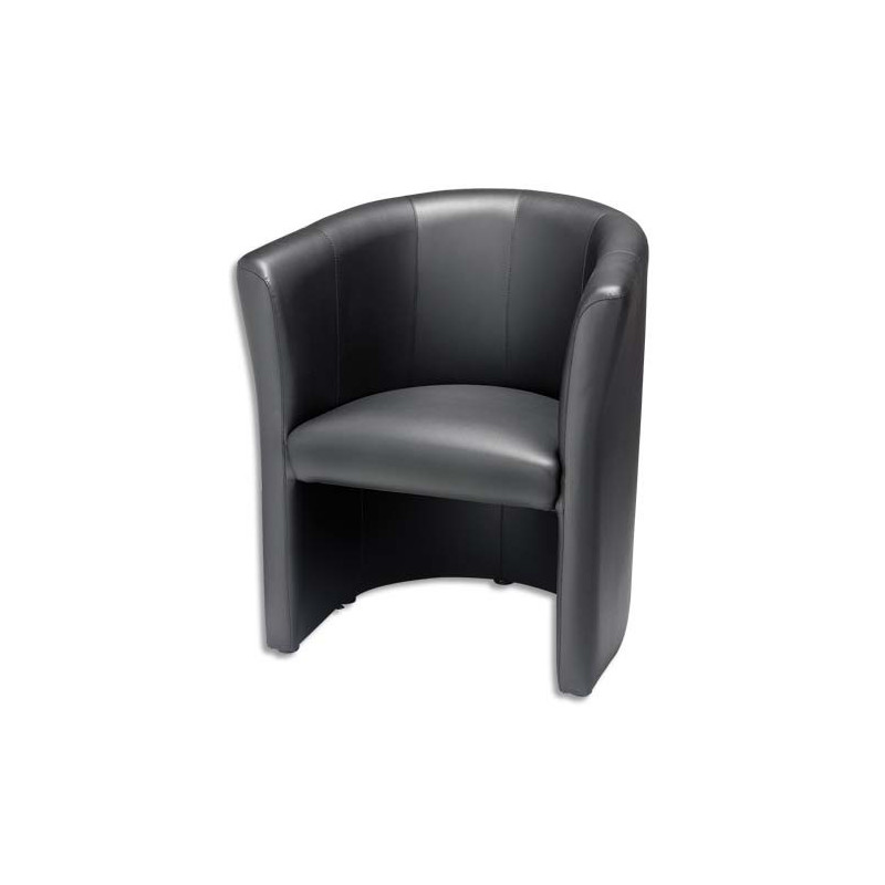 Chauffeuse Club finition en simili cuir Noire, structure en bois - Dimensions : L76 x H64 x P78 cm