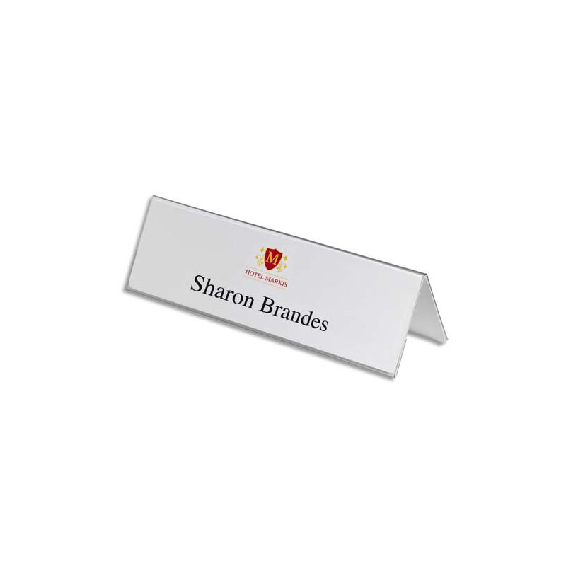 DURABLE Boîte 25 Porte-noms chevalet de table en PVC semi-rigide - L297 x H105 mm - Transparent