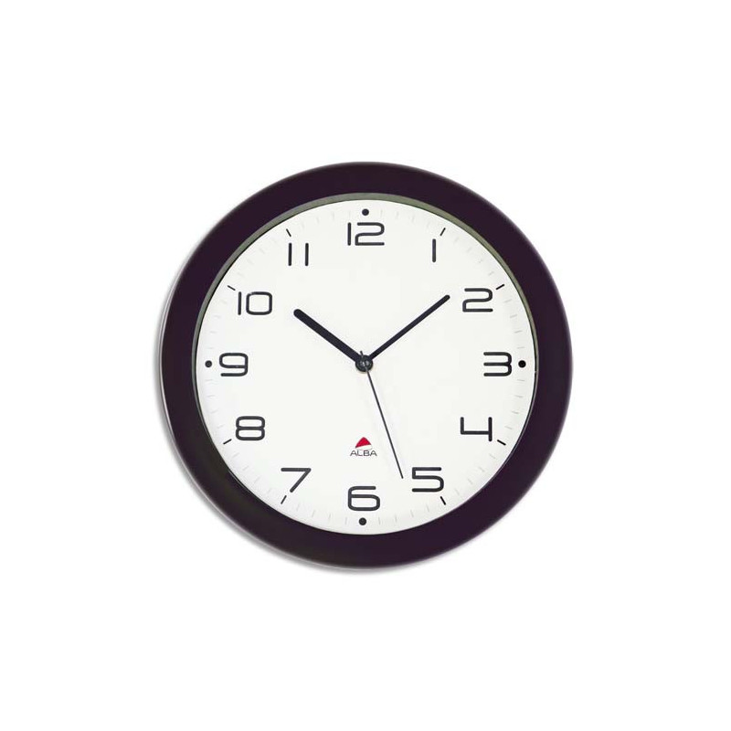 ALBA Horloge murale Hornew silencieuse Noire, pile AA non fournie - Diamètre 30 cm