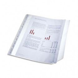 LEITZ Sachet 10 pochettes perforées rabat latéral transparent. Capacité 40 feuilles, perforation 11 trous