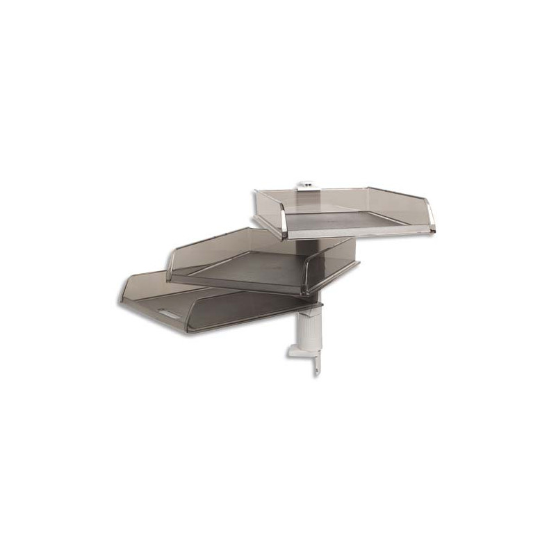 EXACOMPTA Colonne rotative de 3 corbeilles à courrier en polystyrène Gris - Dim L27,2 x H38,5 x P39,5 cm