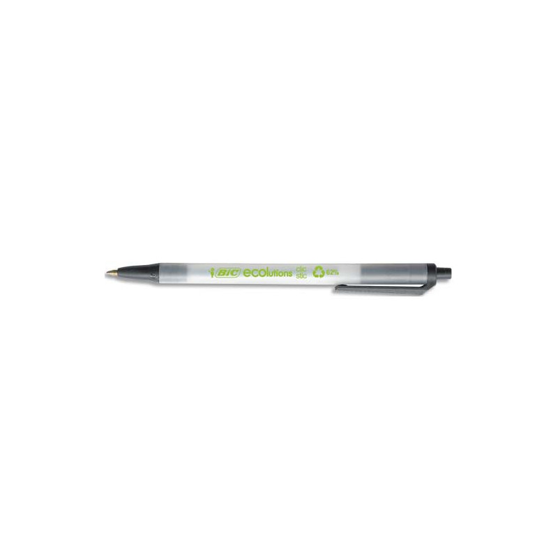 BIC Clic Stic ECOlutions Stylos-Bille Rétractables Pointe Moyenne (1,0 mm) - Noir