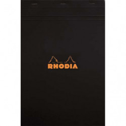 RHODIA Bloc de direction couverture Noire 80 feuilles(160 pages) format A4 réglure 5x5