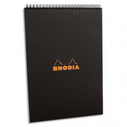 RHODIA Bloc de direction couverture reliure intégrale en-tête Noire 80 feuilles format A4 réglure 5x5