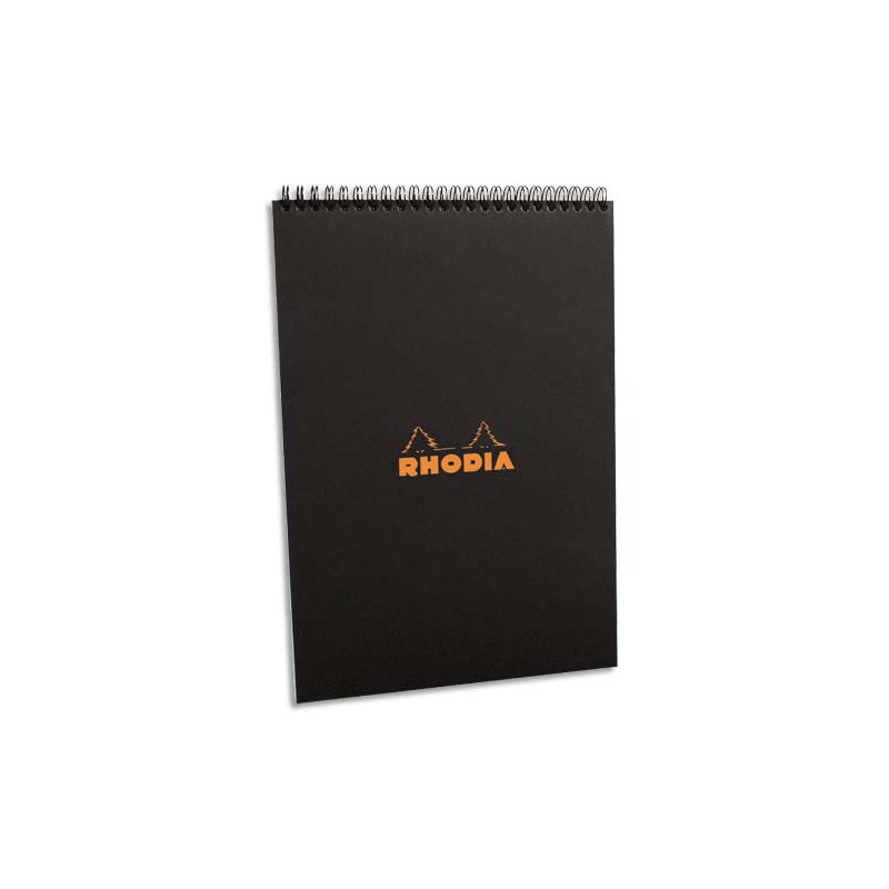 RHODIA Bloc de direction couverture reliure intégrale en-tête Noire 80 feuilles format A4 réglure 5x5