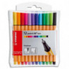 STABILO point 88 Mini stylo-feutre pointe fine (0,4 mm) - Pochette de 12 mini-feutres - Coloris assortis