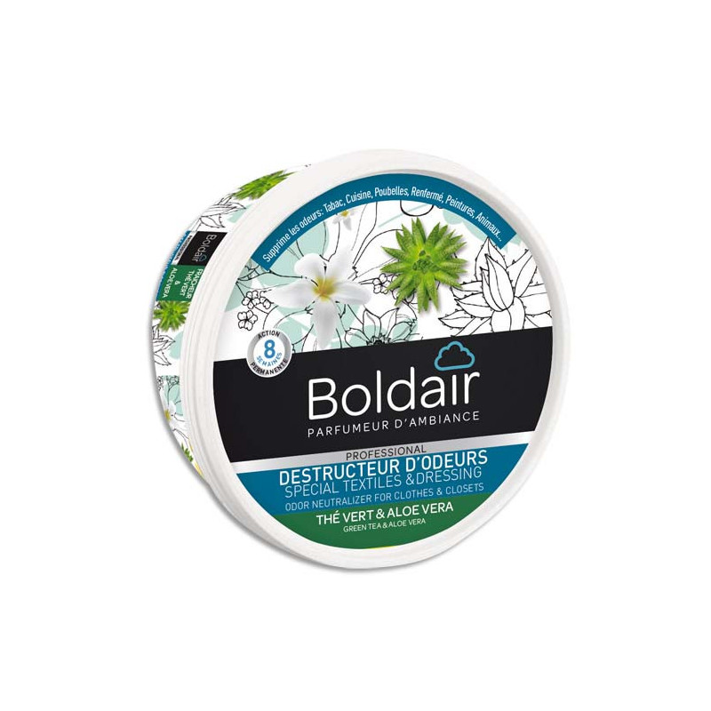 BOLDAIR Pot 300g Gel destructeur d'odeurs thé Vert et Aloé Vera