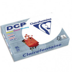 CLAIREFONTAINE Ramette de 500 feuilles papier Blanc DCP copieur, Laser, Jet d'encre couleur 90gr A4 1833