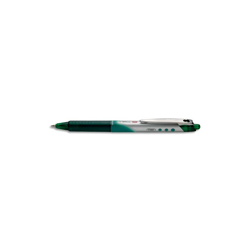 PILOT Stylo roller pointe métal rétractable 0,7 mm encre liquide Verte V-BALL RT 07