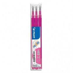 PILOT Set de 3 recharges pour roller FriXion Ball. Pointe moyenne 0,7 mm. Encre Rose