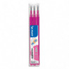 PILOT Set de 3 recharges pour roller FriXion Ball. Pointe moyenne 0,7 mm. Encre Rose