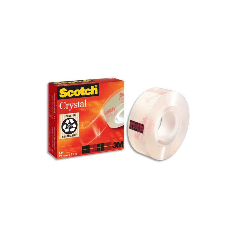 SCOTCH Ruban adhésif Crystal transparent 19 mm x 66m - en boîte individuelle