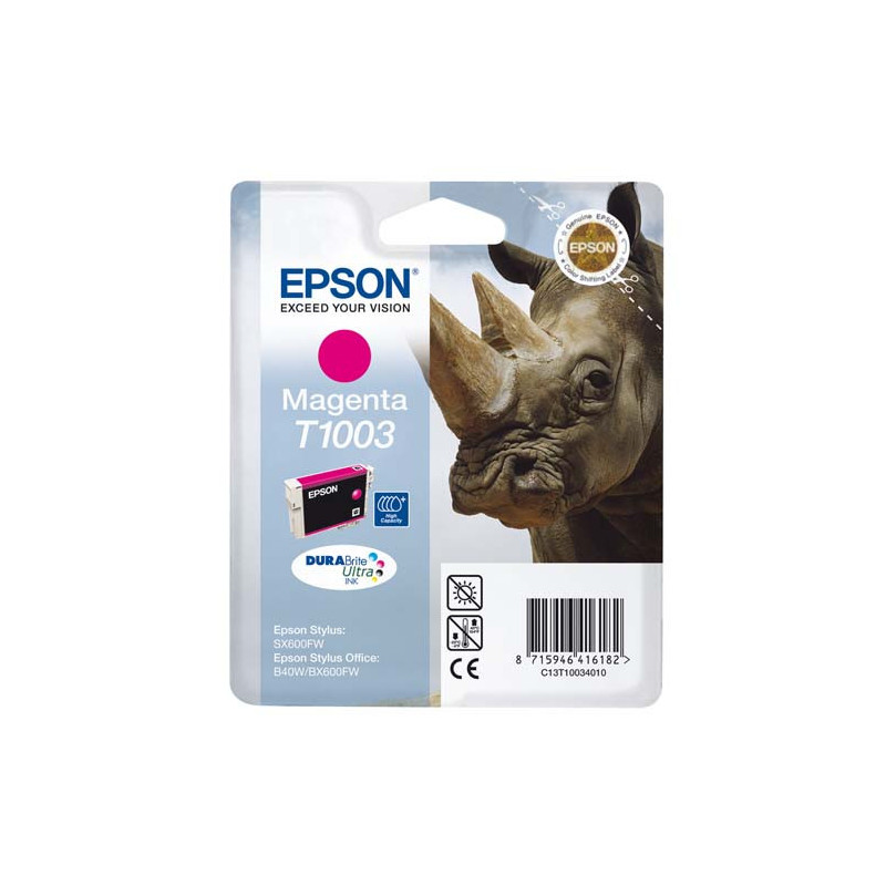 EPSON Cartouche Jet d'Encre DURABrite Ultra Magenta (HC) ''Rhinocéros'' - C13T10034010