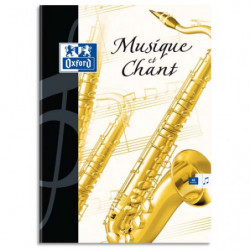 OXFORD Cahier de musique piqûre 24 pages grands carreaux Seyès+24 pages portées 24x32. Couverture carte