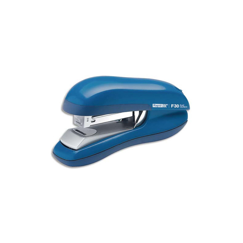 RAPID Agrafeuse de bureau F30 Flat Clinch. Agrafes 24/6 et 26/6. 30 feuilles. Bleu