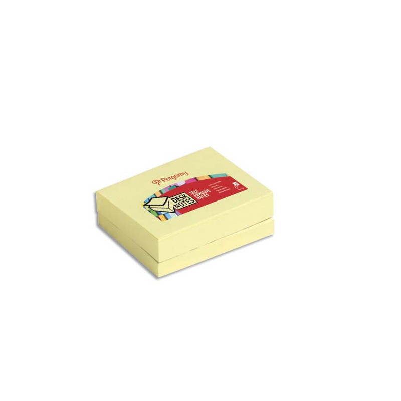 PERGAMY Lot de 12 blocs de 100 feuilles repositionnables dimensions 3,8x5,1cm. Coloris Jaune