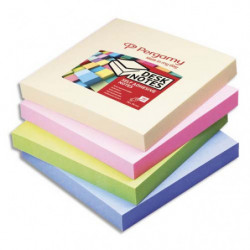 PERGAMY Bloc de 100 feuilles repositionnables dimensions 7,6x7,6cm. Coloris assortis pastel