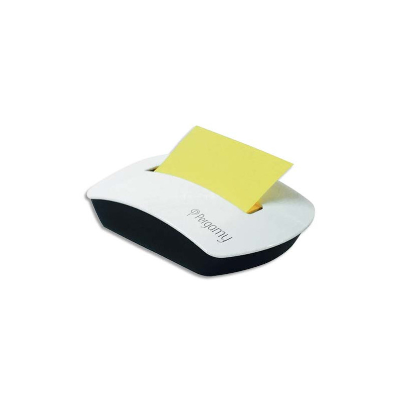 PERGAMY Dévidoir Z-note transparent rechargeable + 1 bloc Z-note 100 feuilles 7,6 x 7,6 cm coloris Jaune