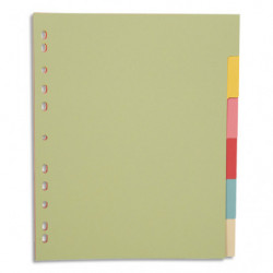 PERGAMY Jeu 6 intercalaires neutres 6 touches carte recyclée 170g. Format A4+. Coloris assortis pastel