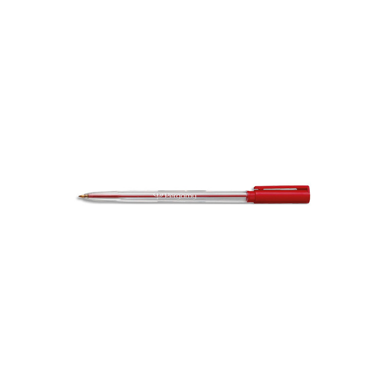 PERGAMY Stylo à bille pointe moyenne encre Rouge corps plastique cristal avec capuchon