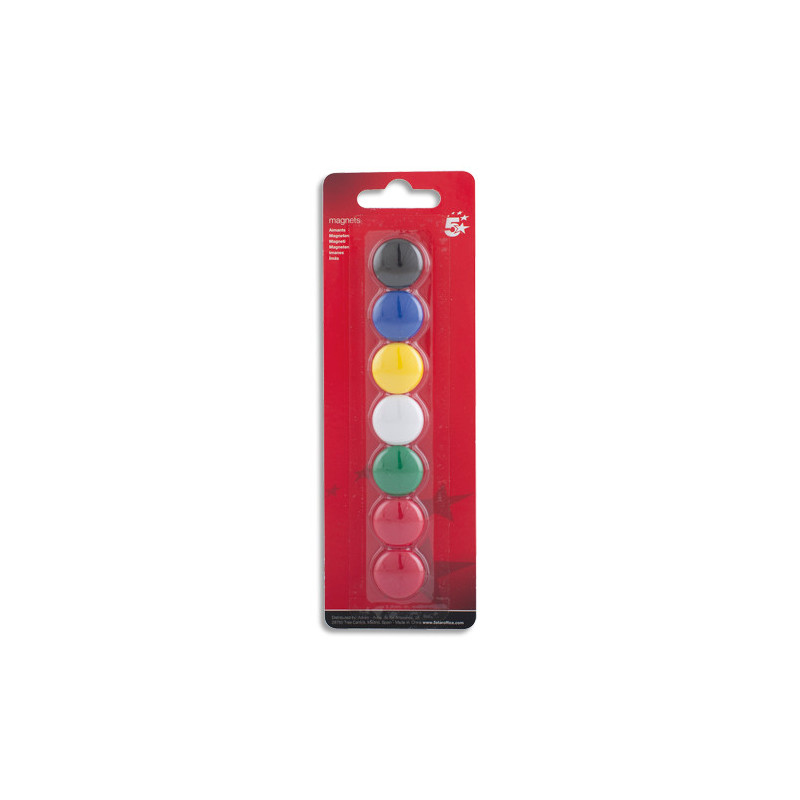 Boîte de 7 aimants 20 mm ronds assortis