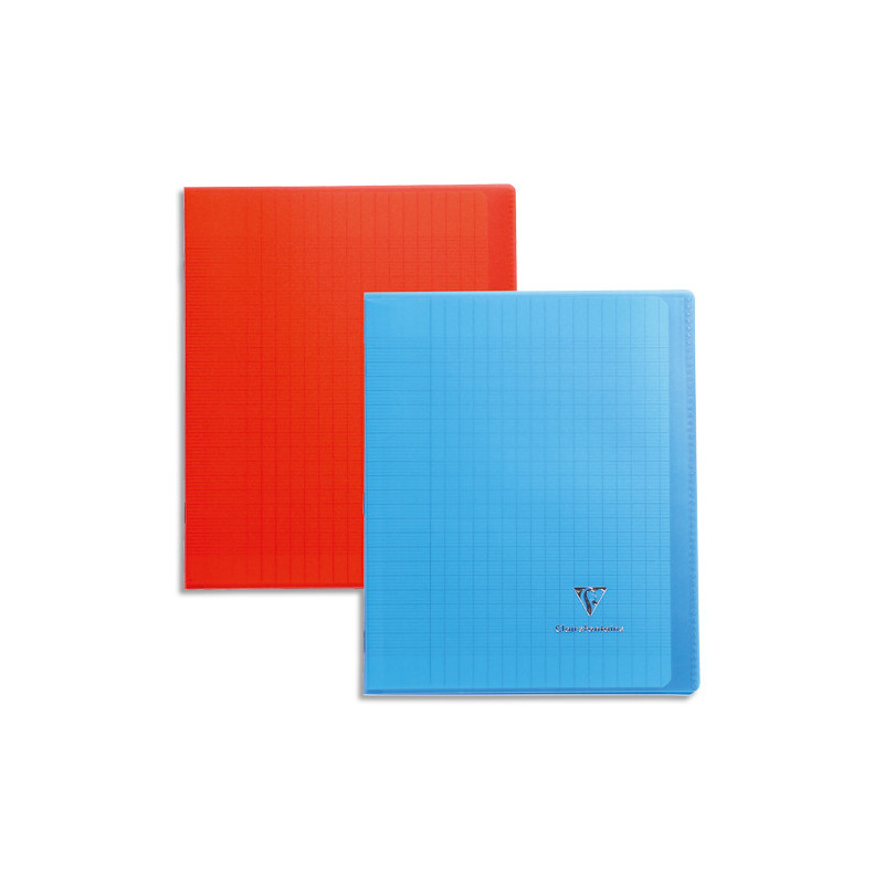 CLAIREFONTAINE Cahier piqûre 48 pages 24x32cm Seyès - Couvertures transparentes assorties
