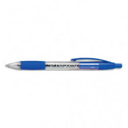 PERGAMY Stylo à bille rétractable avec grip confort pointe moyenne encre Bleue corps plastique