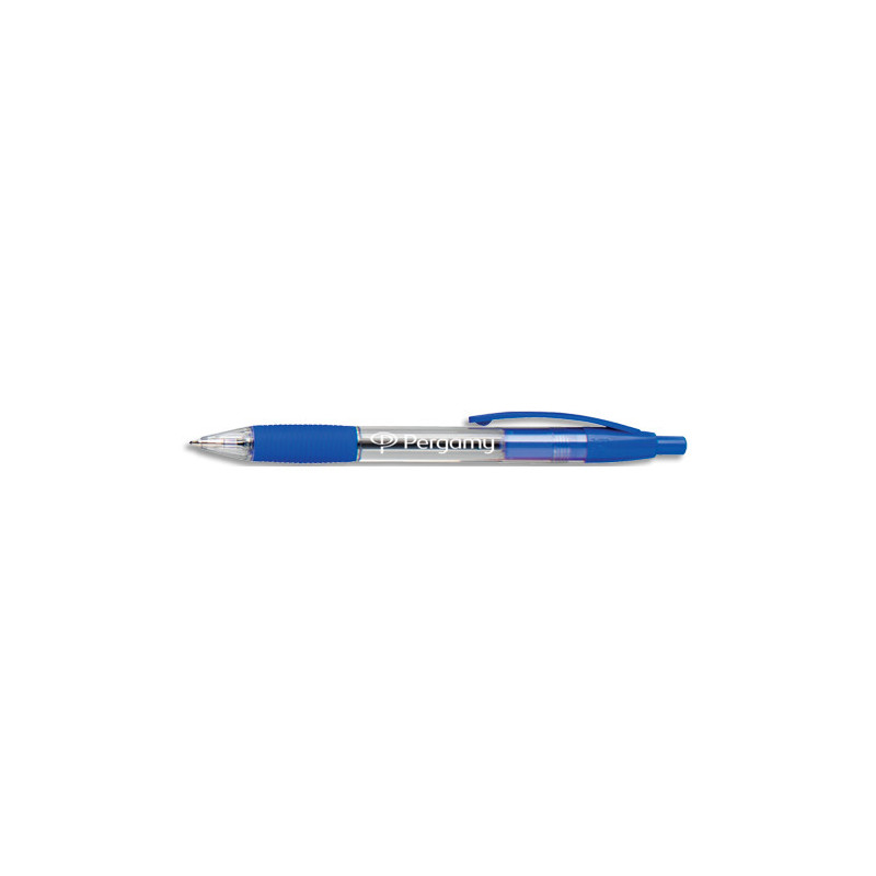 PERGAMY Stylo à bille rétractable avec grip confort pointe moyenne encre Bleue corps plastique