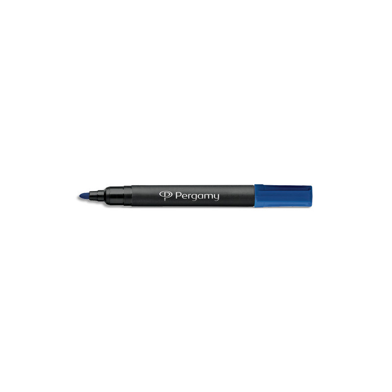 PERGAMY Marqueur permanent pointe ogive corps plastique encre Bleue à base d'alcool