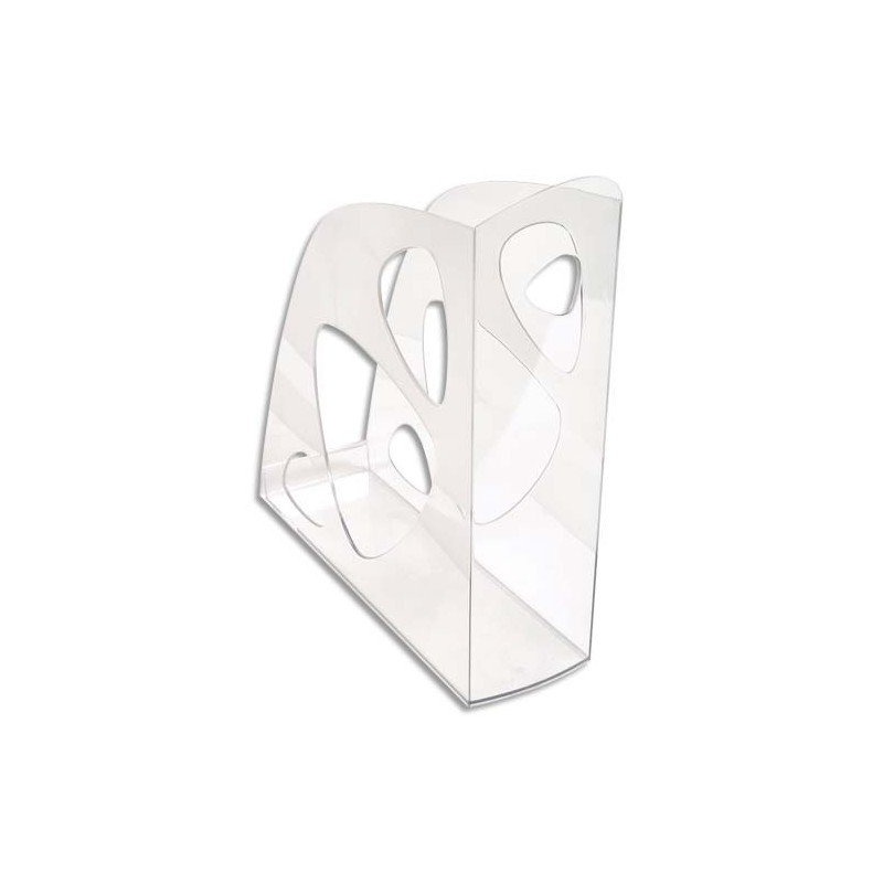 Porte-revues ECO en polystyrène, Cristal - Dos 7,7 cm, H25,7 x P24,8 cm