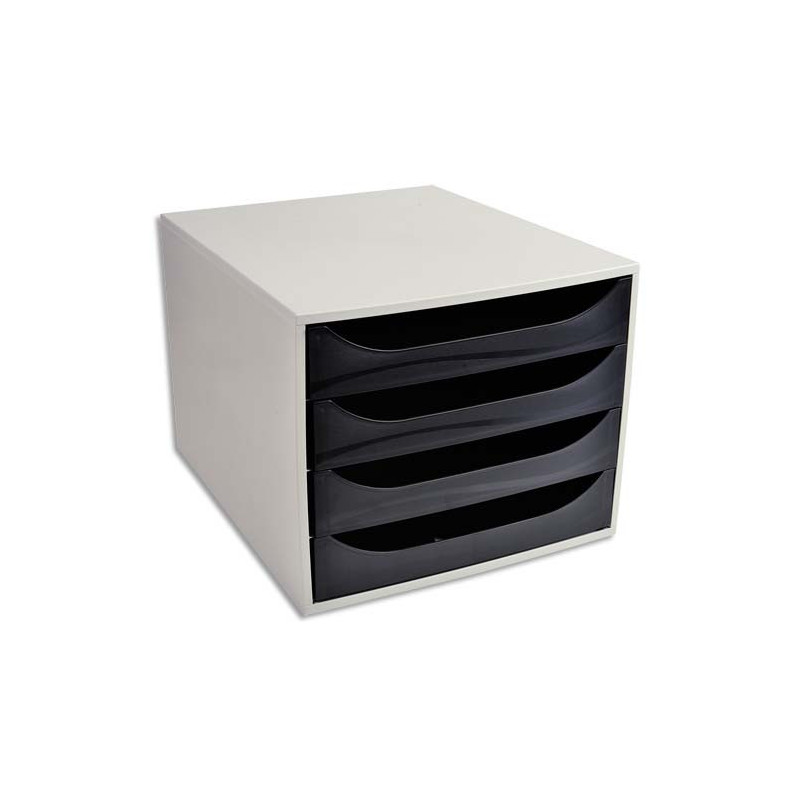 Module de classement ECO 4 tiroirs, Gris/Noir - Dim. : L28,4 x H23,4 x P34,8 cm