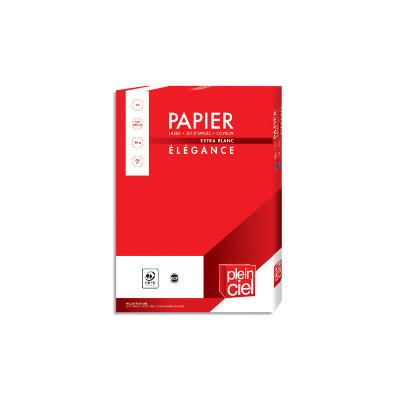 PLEIN CIEL Ramette 500 feuilles papier extra Blanc Plein Ciel A3 80G CIE 170 2103000