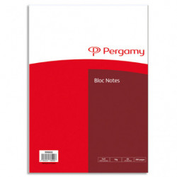 PERGAMY Bloc de bureau 21 x 29,7 cm A4. 200 pages détachables 70g quadrillées 5x5. Collé en-tête.