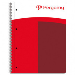 PERGAMY Cahier spiralé 160pages 80g 5x5 format A4.Feuille détachable perforée.Couverture rembordée rigide