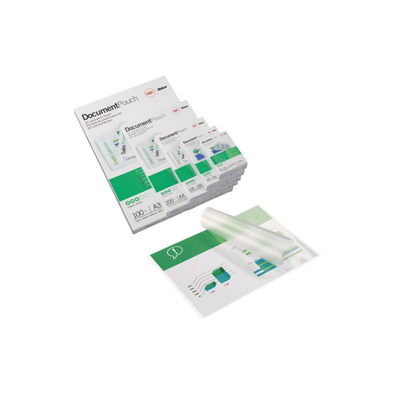 GBC Boîte de 100 Pochettes A4 standards 175 microns par face soit 350 microns 3200724
